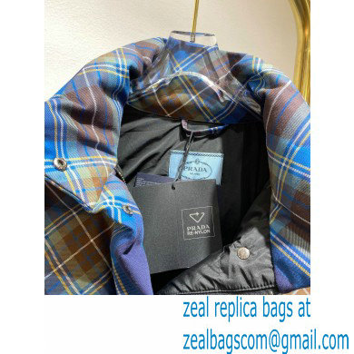 prada plaid puffer jacket BLUE 2021