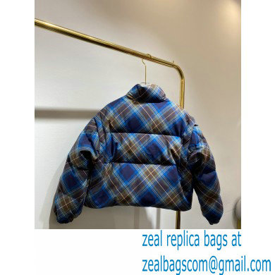 prada plaid puffer jacket BLUE 2021