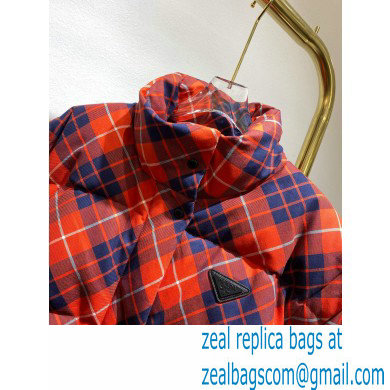 prada plaid puffer jacket RED 2021