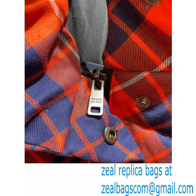 prada plaid puffer jacket RED 2021