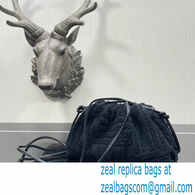 Bottega Veneta Cotton Sponge Clutch with Strap Mini Pouch Bag Black 2021 - Click Image to Close
