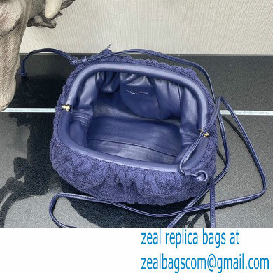 Bottega Veneta Cotton Sponge Clutch with Strap Mini Pouch Bag Dark Blue 2021 - Click Image to Close