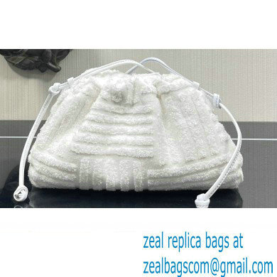 Bottega Veneta Cotton Sponge Clutch with Strap Mini Pouch Bag White 2021 - Click Image to Close