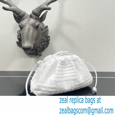 Bottega Veneta Cotton Sponge Clutch with Strap Mini Pouch Bag White 2021 - Click Image to Close
