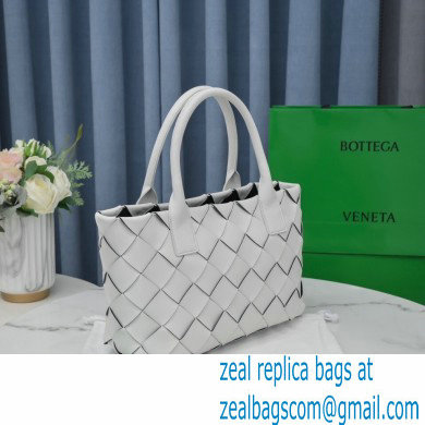 Bottega Veneta Intrecciato Leather Cabat Tote Bag White 2021 - Click Image to Close