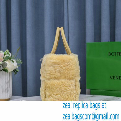 Bottega Veneta Intrecciato Shearling Arco Tote Bag Apricot 2021
