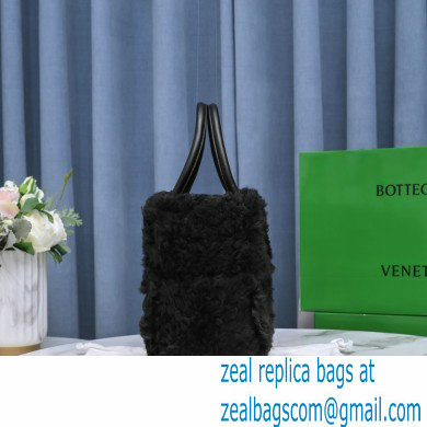 Bottega Veneta Intrecciato Shearling Arco Tote Bag Black 2021 - Click Image to Close