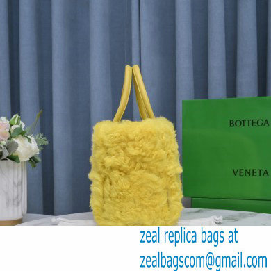 Bottega Veneta Intrecciato Shearling Arco Tote Bag Yellow 2021