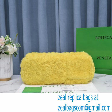 Bottega Veneta Intrecciato Shearling Arco Tote Bag Yellow 2021