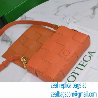 Bottega Veneta Intreccio Cassette Cross-body Bag Grained Leather Orange 2021 - Click Image to Close