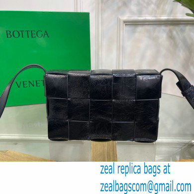 Bottega Veneta Intreccio Cassette Cross-body Bag Textured Leather Black 2021 - Click Image to Close