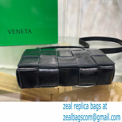 Bottega Veneta Intreccio Cassette Cross-body Bag Textured Leather Black 2021 - Click Image to Close