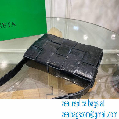 Bottega Veneta Intreccio Cassette Cross-body Bag Textured Leather Black 2021 - Click Image to Close