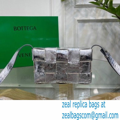 Bottega Veneta Intreccio Cassette Cross-body Bag Textured Leather Silver 2021 - Click Image to Close