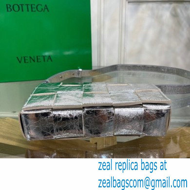 Bottega Veneta Intreccio Cassette Cross-body Bag Textured Leather Silver 2021 - Click Image to Close