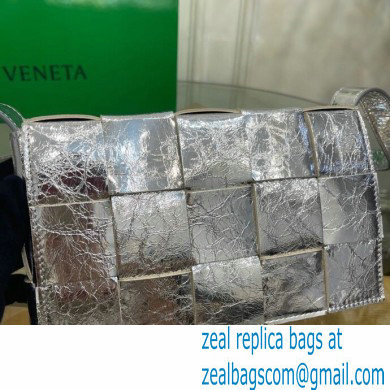 Bottega Veneta Intreccio Cassette Cross-body Bag Textured Leather Silver 2021 - Click Image to Close