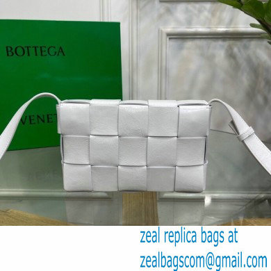 Bottega Veneta Intreccio Cassette Cross-body Bag Textured Leather White 2021 - Click Image to Close