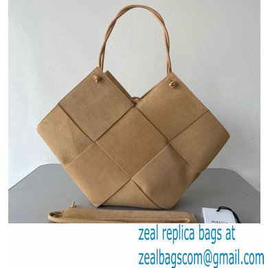 Bottega Veneta Large Intrecciato Suede Tote Bag Apricot 2021