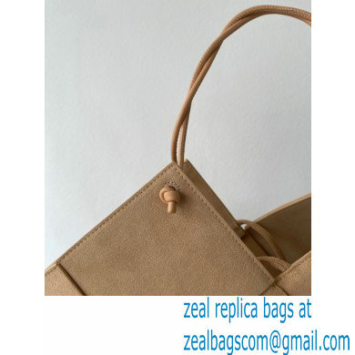 Bottega Veneta Large Intrecciato Suede Tote Bag Apricot 2021