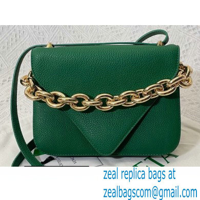 Bottega Veneta Mount Small Leather Envelope Bag Grained Green 2021 - Click Image to Close