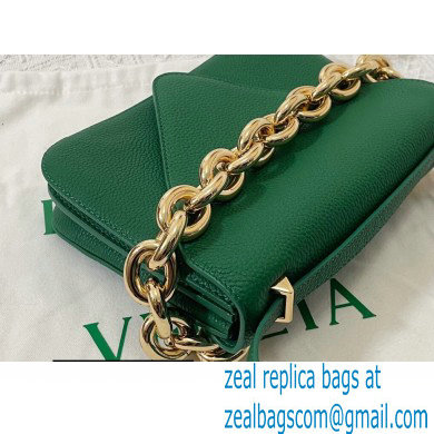 Bottega Veneta Mount Small Leather Envelope Bag Grained Green 2021 - Click Image to Close