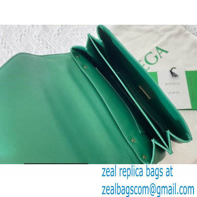 Bottega Veneta Mount Small Leather Envelope Bag Grained Green 2021