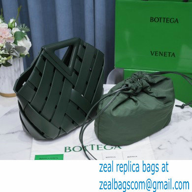 Bottega Veneta Point Intrecciato Leather Top Handle Medium Basket Bag Raintree Green 2021 - Click Image to Close