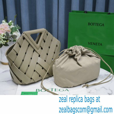 Bottega Veneta Point Intrecciato Leather Top Handle Medium Basket Bag Taupe 2021