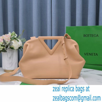 Bottega Veneta Point Leather Top Handle Medium Bag Apricot 2021 - Click Image to Close