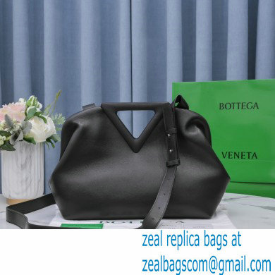 Bottega Veneta Point Leather Top Handle Medium Bag Black 2021 - Click Image to Close