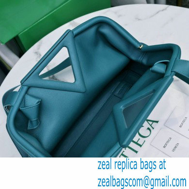 Bottega Veneta Point Leather Top Handle Medium Bag Mallard Blue 2021