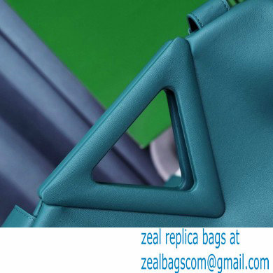Bottega Veneta Point Leather Top Handle Medium Bag Mallard Blue 2021