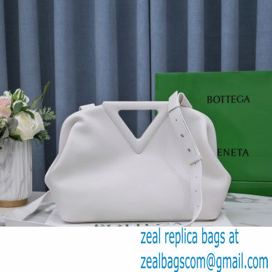 Bottega Veneta Point Leather Top Handle Medium Bag White 2021