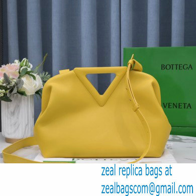 Bottega Veneta Point Leather Top Handle Medium Bag Yellow 2021 - Click Image to Close