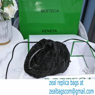 Bottega Veneta Shearling Clutch with Strap Mini Pouch Bag Black 2021 - Click Image to Close