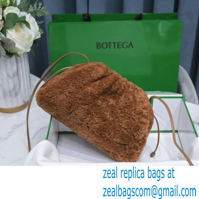 Bottega Veneta Shearling Clutch with Strap Mini Pouch Bag Brown 2021