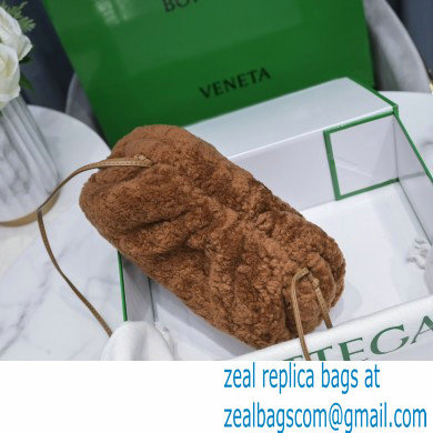 Bottega Veneta Shearling Clutch with Strap Mini Pouch Bag Brown 2021
