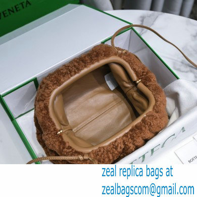 Bottega Veneta Shearling Clutch with Strap Mini Pouch Bag Brown 2021