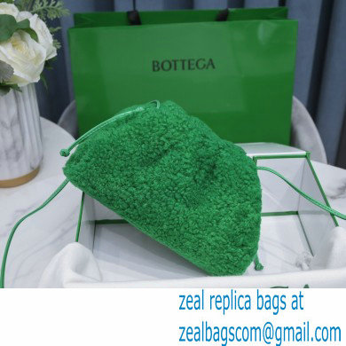 Bottega Veneta Shearling Clutch with Strap Mini Pouch Bag Green 2021 - Click Image to Close