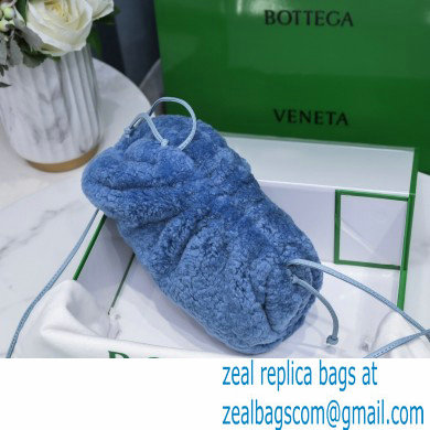 Bottega Veneta Shearling Clutch with Strap Mini Pouch Bag Sky Blue 2021