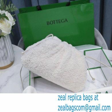 Bottega Veneta Shearling Clutch with Strap Mini Pouch Bag White 2021 - Click Image to Close