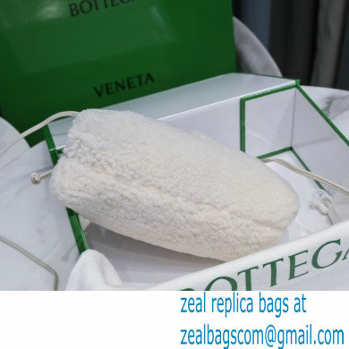 Bottega Veneta Shearling Clutch with Strap Mini Pouch Bag White 2021 - Click Image to Close