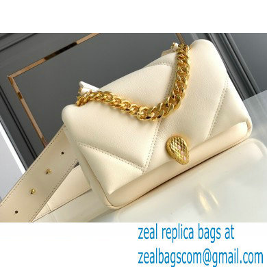 Bvlgari Serpenti Cabochon Crossbody Bag 18cm with Detachable Shoulder Strap White 2021