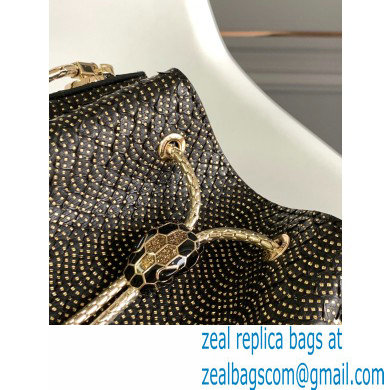 Bvlgari Serpenti Forever Bucket Bag 16cm Karung Leather Snake Black 2021 - Click Image to Close