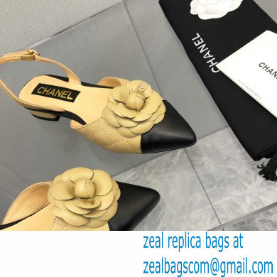 Chanel Camellia Slingbacks G38362 Lambskin Beige 2021