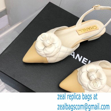 Chanel Camellia Slingbacks G38362 Lambskin White 2021