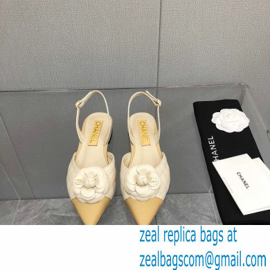 Chanel Camellia Slingbacks G38362 Lambskin White 2021