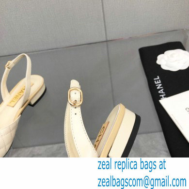 Chanel Camellia Slingbacks G38362 Lambskin White 2021