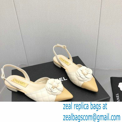 Chanel Camellia Slingbacks G38362 Lambskin White 2021
