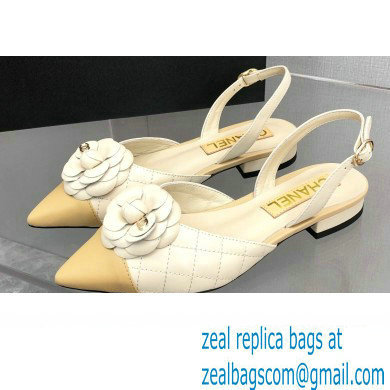 Chanel Camellia Slingbacks G38362 Lambskin White 2021